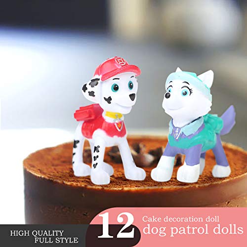 Yisscen Paw Dog Patrol Cake Topper, Mini Juego de Figuras, 12 piezas Cupcake Topper, Suministros de decoración de tartas, Juego de tartas de fiesta, utilizado para decoraciones de tartas de cumpleaños