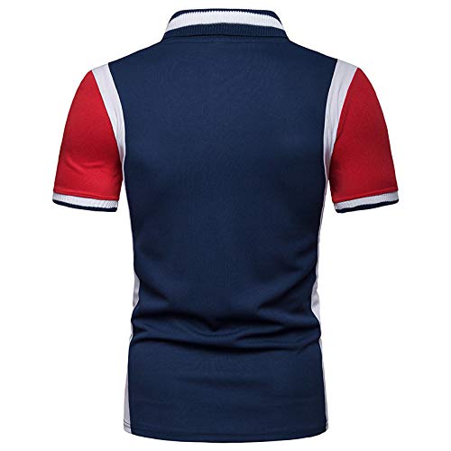 YLBH Camisa De Polo De Manga Corta De Verano con Cuello En Color Casual A Juego con CóDigo Europeo Suelto De Manga Corta para Hombre Oxford De Manga Corta De Corte Recto Azul XXL