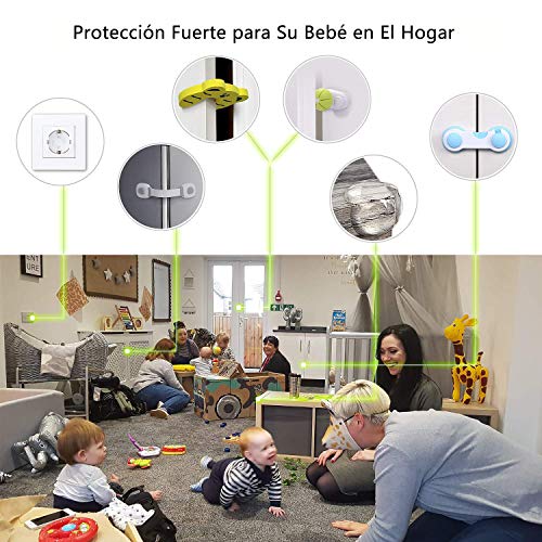Yompz 40 Piezas Kit de Seguridad para Bebés, 6 Bebé de Seguridad Bloqueo, 6 Cerraduras de Cajón, 12 Protectores de Esquinas, 10 Protector de Enchufes, 4 Tope Clip Protector Puerta, 2 Tope de Puertas