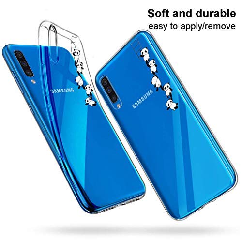 Yoowei [3-Pack] Funda para Samsung Galaxy A30S / A50 / A50S, Transparente con Dibujos Ultra Fino Suave TPU Silicona Protector Carcasa (Avión de Papel, Pandas y Flamencos Roja)