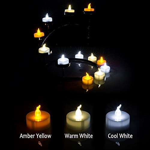 Yooyee LED Velas de Té Sin Llama 24 Piezas Luces de Té Blanco Frío Luz de Velas Eléctricas y LED Vela Brillante con Batería para Decoración de Fiesta Bodas Halloween Navidad (Luz Blanco Frío)