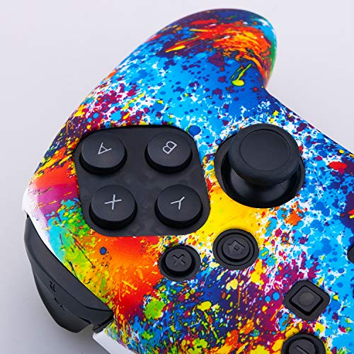 YoRHa Tachonado Impresión de Transferencia Silicona Piel Fundas cubierta Caso Solo para Oficial de Nintendo Switch Pro Mando x 1 (Salpicaduras de pintura) Con Thumb Grip x 8