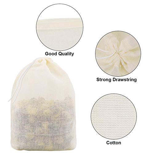 Yotako - Bolsas de muselina de algodón, 30 piezas, bolsa de muselina con cordón para cocinar, remojar, licor medicinal, filtro de té y café, almacenamiento de especias para cartón, regalo para fiestas