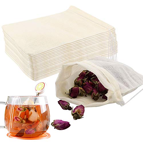 Yotako - Bolsas de muselina de algodón, 30 piezas, bolsa de muselina con cordón para cocinar, remojar, licor medicinal, filtro de té y café, almacenamiento de especias para cartón, regalo para fiestas