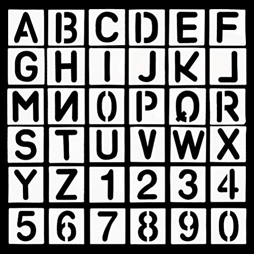 YOTINO 26 Plantilla de Letra de PlásticoStencil Plantilla Letras para Pintar Aprendizaje Bricolaje del Alfabeto para Scrapbooking PinturasArte DIY Niños +2 Plantillas de Números