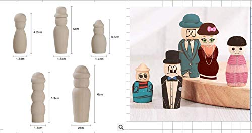 YOTINO50 piezas figura cono madera familia figuras de madera para pintar DIY figuras de madera boda cumpleaños artesanía muñecas jugar figuras hombre mujer niño
