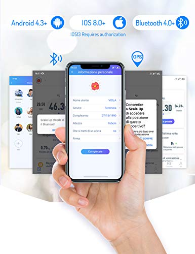 YOUNGDO Báscula Grasa Corporal 30*30, Báscula Baño Digital Bluetooth Inteligente Con USB Carga 23 Medidas Corporales Esenciales (Grasa Corporal/Músculo/BMI etc.) 999 Usuarios para Android e iOS