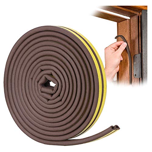 YOUSHARES Tira de Sellado - Burlete Puerta Junta Goma Burlete para Puerta Ventana Autoadhesiva para Bloquear Qrietas, Huecos y Antigolpes Resistente al Agua (Tipo D, Marrón)