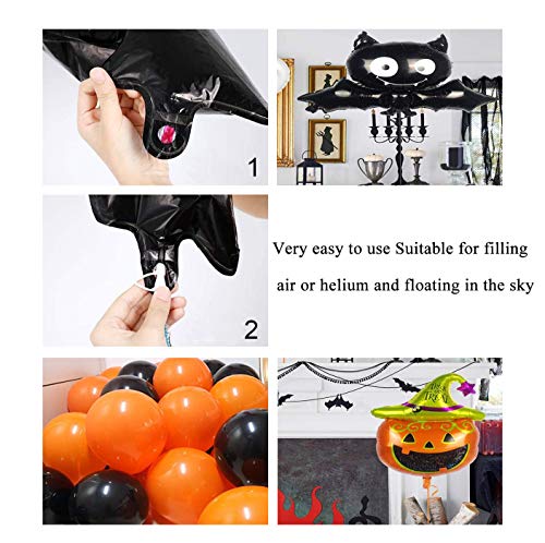 YOUYIKE Decoración de fiesta de Halloween Set Happy Halloween Balloons Banner, Bat, Pumpkin Ghost Foil balloon Black Orange Globo de látex para Halloween Bar Suministros de decoración del hogar