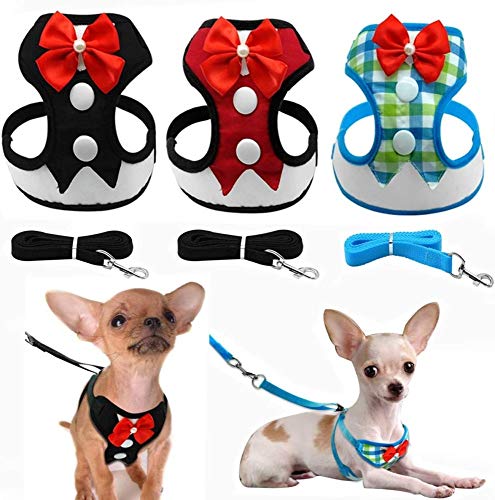 YPSMLYY Correa De Pecho para Mascotas Vestido De Noche con Personalidad De Moda En El Pecho Espalda Chaleco De Esmoquin para Perros Y Gatos Pequeños Conjunto De Correa para Caminar,Black-L