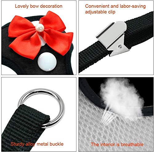 YPSMLYY Correa De Pecho para Mascotas Vestido De Noche con Personalidad De Moda En El Pecho Espalda Chaleco De Esmoquin para Perros Y Gatos Pequeños Conjunto De Correa para Caminar,Black-L