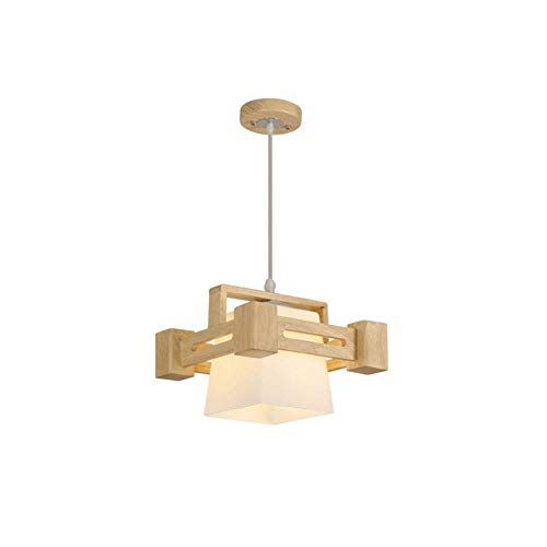 YQGOO Lámpara Colgante Moderna para Restaurante rectángulo, lámpara de Cristal LED E27 para Sala de Estar Pasillo Decoración de Madera Maciza Luz Colgante-Tres 82 * 22cm