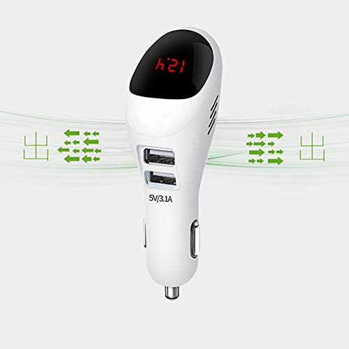 YRFDM S90B Coche ionizador purificador de Desodorante Puerta del Distribuidor 12V Dual USB Mini-Bar ionizador de oxígeno ozono Limpiador (Color: Blanco) ·
