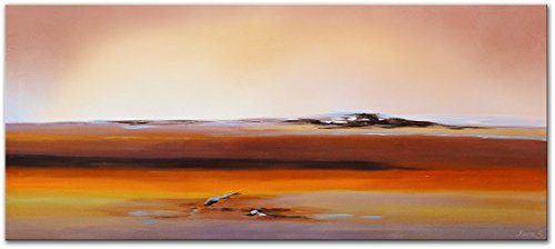 YS-Art | Cuadro Pintado a Mano Alba | Cuadro Moderno acrilico | 115x50 cm | Lienzo Pintado a Mano | Cuadros Dormitories | único | Castaño