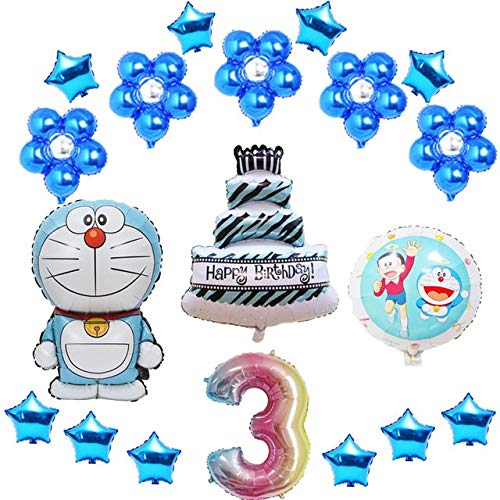 Ysguangs Globo 19pcs Doraemon Modelos de Flores de Globo Tema del cumpleaños número Mixto Papel de la Torta del Globo Doraemon Ballon (Color : Doraemon, Shape : Number 6)