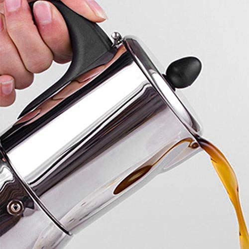 YSQ Cafetera Máquina de café Expresso, Porciones 300ML 6 Persona automática máquina de Espresso portátil Cafetera Fabricante de Acero Inoxidable Moka Pot Cafetera