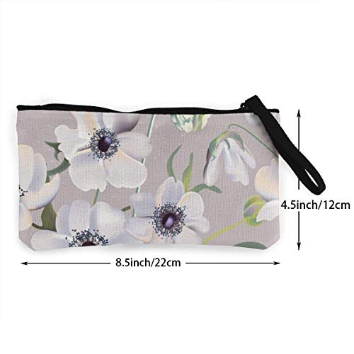 Yuanmeiju Anémonas de Boda Floral Pastel Realisitic Patrón Cartera de Lona Exquisitos monederos El Monedero de Lona pequeño se USA para Guardar Monedas, identificación y Otros