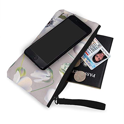 Yuanmeiju Anémonas de Boda Floral Pastel Realisitic Patrón Cartera de Lona Exquisitos monederos El Monedero de Lona pequeño se USA para Guardar Monedas, identificación y Otros
