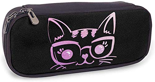 Yuanmeiju New Style Cute Kitty Multifunction Canvas Leather Estuche Pen Bag Makeup Pouch