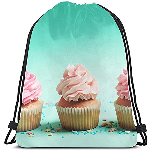 Yuanmeiju Saco de Gimnasia con cordón,Bolsa de cordón para Dibujar,Many Yummy Cupcakes On Color Gift Bag Sport Backpack Sport String Pull Bag Girl String Pull Bag For Outdoor,Gym,Travel