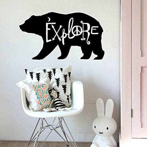 YuanMinglu Guardería Infantil Oso Pegatinas de Pared Desmontables Dormitorio Dulce para niños Sala de Estar Art Deco Mural Apliques de Vinilo Negro 114X67cm