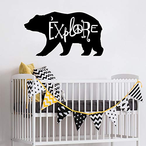 YuanMinglu Guardería Infantil Oso Pegatinas de Pared Desmontables Dormitorio Dulce para niños Sala de Estar Art Deco Mural Apliques de Vinilo Negro 114X67cm