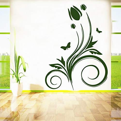 YuanMinglu Moda Flor Pegatinas de Pared Amantes de los Animales decoración del hogar decoración del Dormitorio decoración del hogar Verde L 43cm X 59cm
