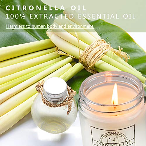 YUE GANG Velas Citronela 4 x 30 Horas Tiempo de Combustión, Velas Citronela Antimosquitos para Jardín, Patio, Camping, Exterior e Interior 4 Pack
