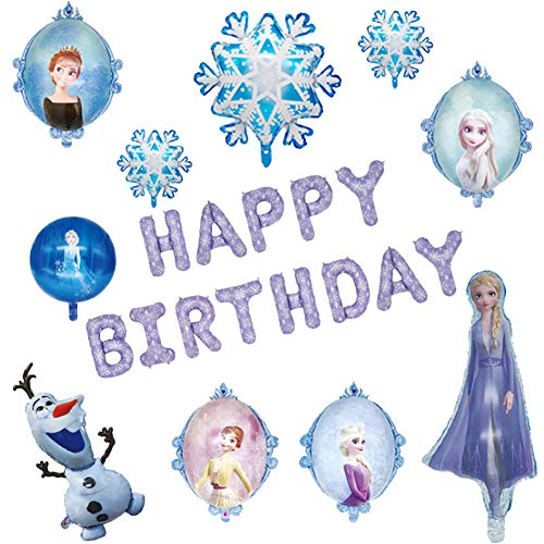 YUESEN Globo Frozen 23PCS Decoración de Fiesta de cumpleaños Globo de Papel Azul con Copo de Nieve Decoraciones Colgantes Fiesta Deco Globos de látex Fiesta Boda Cumpleaños