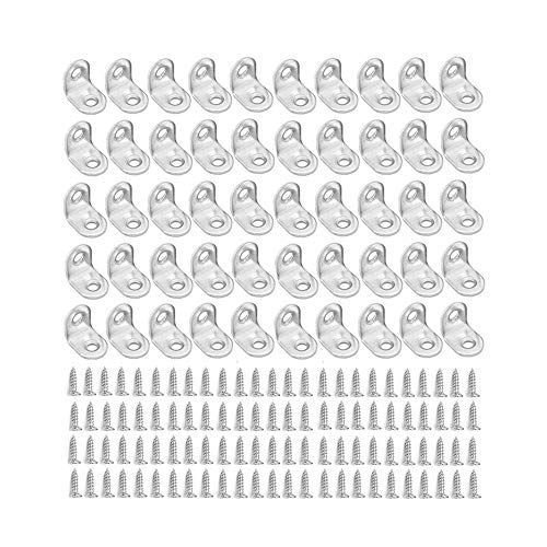 Yuhtech ángulo Recto Soportes, 50 Pcs 90 Grados Soporte en Ángulo de Acero Inoxidable 20 x 20 mm Soporte de ángulo Recto Angulo Soporte Sujetador de Esquina de ángulo Con Tornillos,Plateado