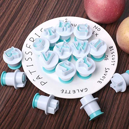 Yumira Cortadores de galletas, 26 alfabetos, moldes para fondant, moldes para galletas DIY moldes de pastel moldes de letras, decoración de pasteles
