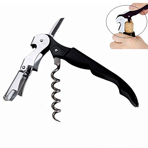 Yunchenghe Sacacorchos de acero inoxidable para camareros, abrelatas todo en uno, abrebotellas y cortador de papel de aluminio, 5 piezas (COLOR AL AZAR)