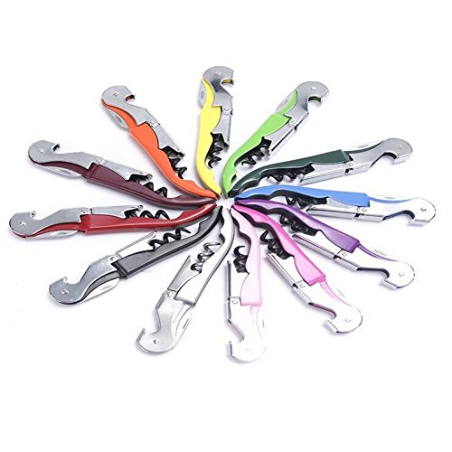 Yunchenghe Sacacorchos de acero inoxidable para camareros, abrelatas todo en uno, abrebotellas y cortador de papel de aluminio, 5 piezas (COLOR AL AZAR)