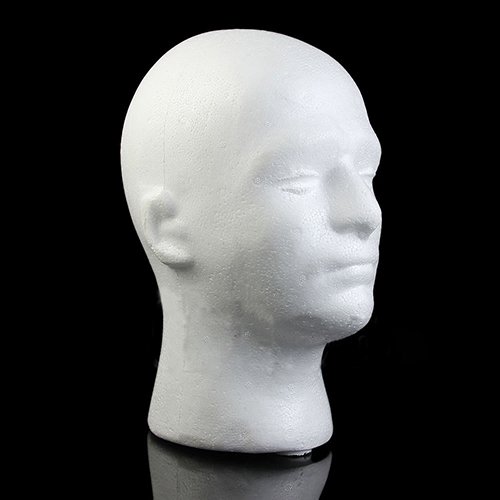 Yunnuopromi Maniquí de espuma para hombre de poliestireno y cabeza de manikin, modelo de peluca, sombrero, expositor