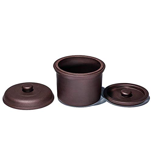 YWYW Barm Zisha Olla para cazuela de cerámica Olla para nidos de cerámica Olla para Agua Olla con Olla al Vapor con 2 Tapas Olla de Vapor sin esmaltar Ollas saludables Morado 400 ml