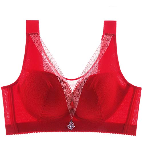 YXDZ Gran Tamaño Ropa Interior Femenina Tubo Superior Antideslumbrante Delgadas Grandes Tazas Reúnen Cómodo Sujetador Rojo Rojo grande. 85C/D