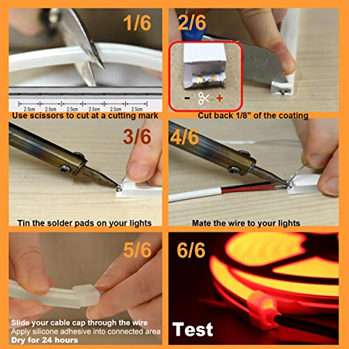 YXH DC 12V Silicona LED Luz de neón de cuerda, Impermeable para la decoración interior y exterior Letrero DIY, 16.4FT 3000K Blanco cálido