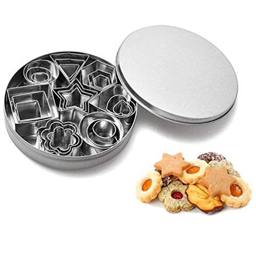 YZCX Cortadores de Galletas Moldes para Galletas Cortador Acero Inoxidable para Fondant Pasteles (Mini 24 Piezas+ Caja de Hierro)