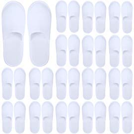 Zapatillas de Hotel Zapatillas de Visita Desechables con Punta Cerrada 12 Pares de Pares empaquetadas Individualmente Toalla Blanca