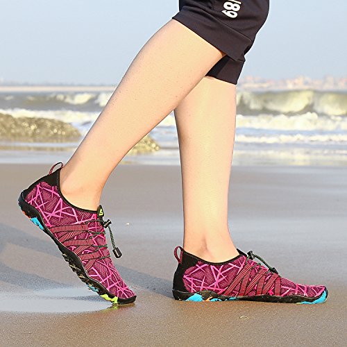 Zapatos de Agua para Buceo Snorkel Surf Piscina Playa Vela Mar Río Aqua Cycling Deportes Acuáticos Calzado de Natación Escarpines para Mujer,Morado 37