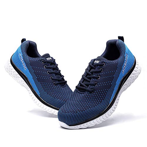 Zapatos de Seguridad para Hombre con S3 Puntera de Acero Zapatillas de Seguridad Trabajo Calzado Transpirable Ligeras S3 Calzado de Trabajo Comodas,Blue,EU39