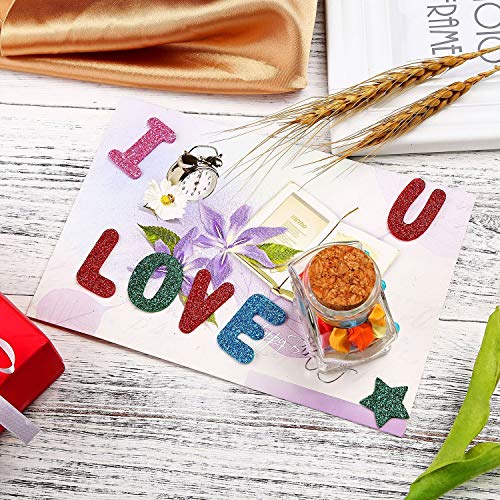 ZARRS Pegatina de Espuma Brillo,100 Pack Pegatina de Letras Autoadhesiva Brillante Pegatinas para Manualidades Scrapbooking Niños Colores Variados EVA 4 Sets