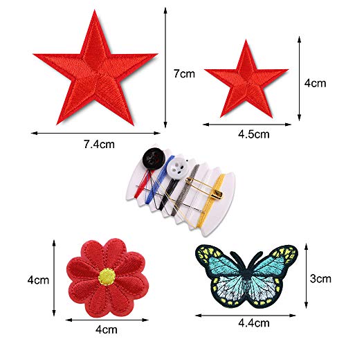 Zasiene Parches Ropa 36 Piezas Parches de Planchado Parches de Mariposa Flor Estrella de Ropa Termoadhesivos Parches de Hierro Parches Apliques Bordados para Bricolaje Costura Ropa