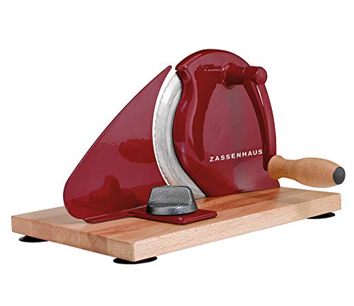 Zassenhaus - Cortador de pan clásico en color rojo, cortador universal, sostenible, sin consumo de energía, utensilios de cocina, antiquitos para el hogar