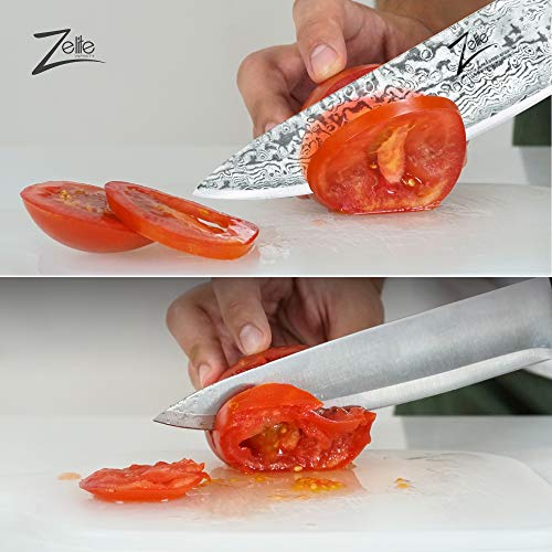 Zelite Infinity Cuchillo Chef de 20 cm – Utensilios de cocina Acero de Damasco Japonés AUS-10 Para Toda la Vida, Cuchillos Cocina Gyuto para Casa y Restaurante