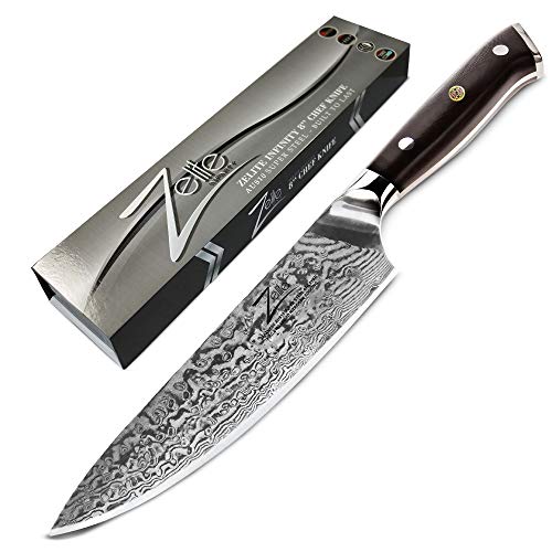 Zelite Infinity Cuchillo Chef de 20 cm – Utensilios de cocina Acero de Damasco Japonés AUS-10 Para Toda la Vida, Cuchillos Cocina Gyuto para Casa y Restaurante