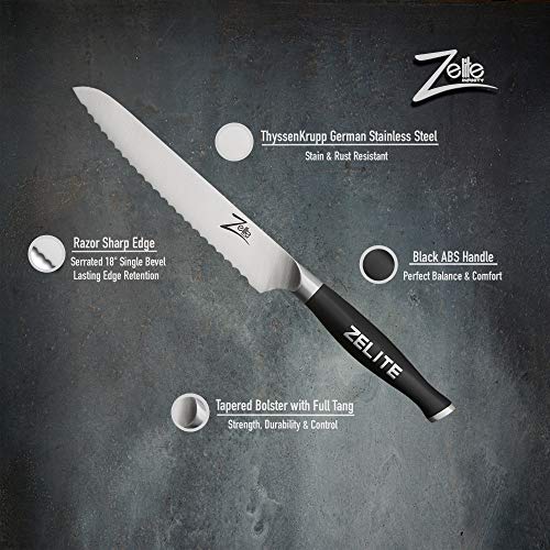 Zelite Infinity, Cuchillo Sierra de 15 cm – Utensilios Cocina Serie Comfort-Pro – Acero Inoxidable Alemán de Alto Contenido en Carbono – Cuchillos Cocina Filo de Navaja, Supercómodos