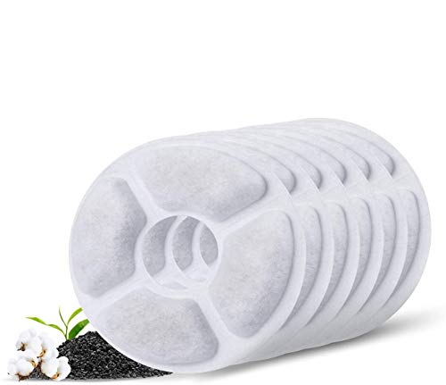 Zellar Filtros de Fuente de Agua Filtros Fuente de Gato Filtros de Repuesto Carbón Activo para Fuente de Agua Automática de Mascotas Fuente de Agua para Dispensador de Agua para Perros (6 Piezas)