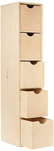 Zeller 13195 - Cajonera de Abedul con 5 cajones, 21 x 16 x 86 cm, Color Natural