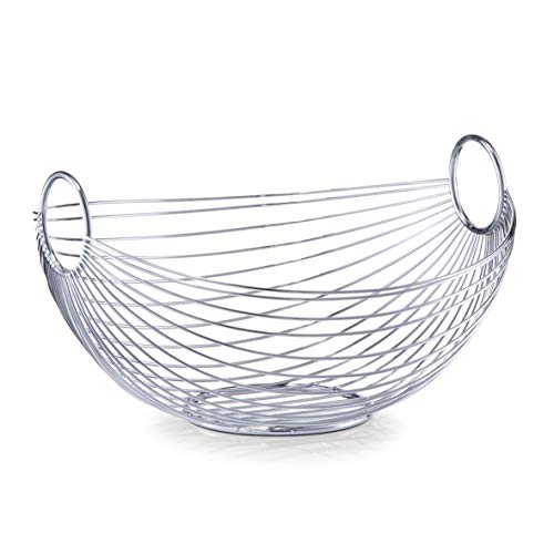Zeller 24895 Frutero, Ovalado, Metal, Plateado, 27.5x26x15 cm